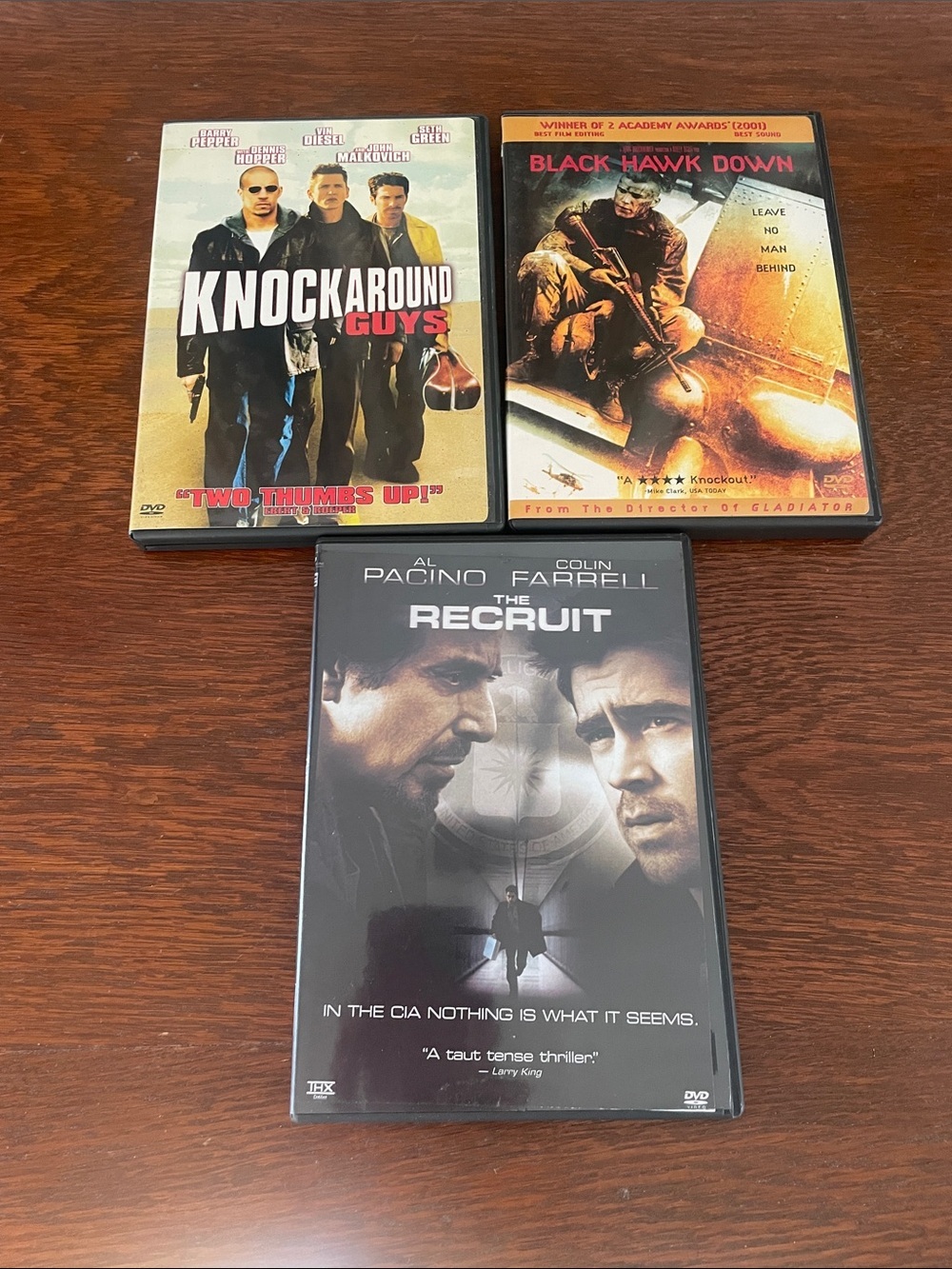 DVD Lot: Knockaround Guys, Black Hawk Down, The Recruit - Mixed Cover Colors